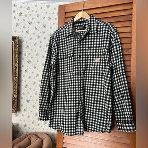 Carhartt Men’s Black and White Check Button-Down Shirt